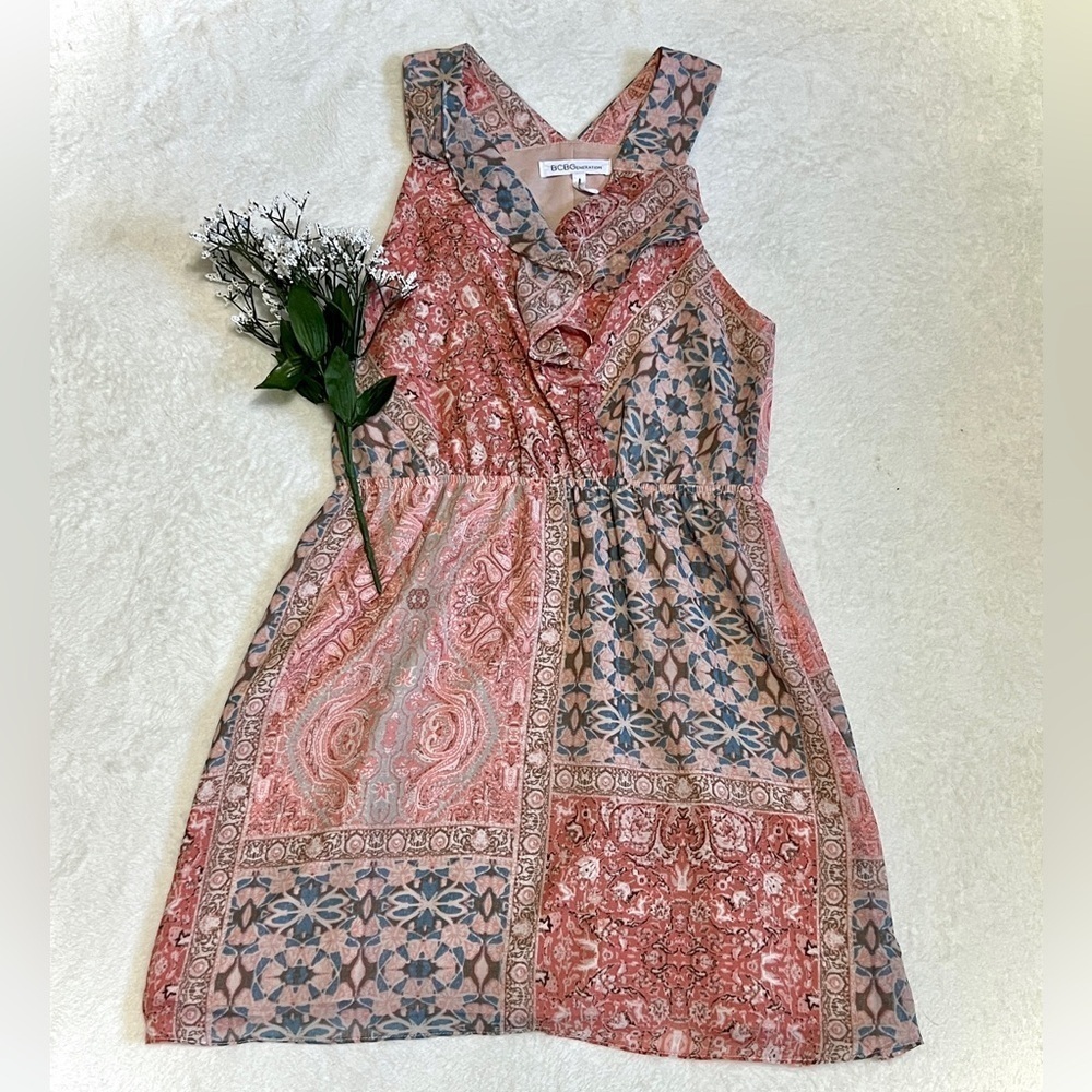 BCBGeneration Pastel Pink Paisley Mini Dress - Small - Picture 1 of 6